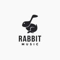 Musical note head rabbit logo icon vector template