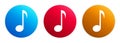 Musical note icon premium trendy round button set Royalty Free Stock Photo