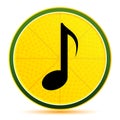 Musical note icon lemon lime yellow round button illustration