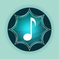 Musical note icon magical glassy sunburst blue button sky blue background Royalty Free Stock Photo