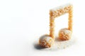 A musical note made of sugar. Space for text. Royalty Free Stock Photo