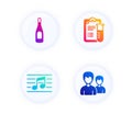Musical note, Medical analyzes and Champagne icons set. Couple sign. Vector