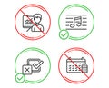 Musical note, Presentation and Checkbox icons set. Calendar sign. Music, Education board, Survey choice. Vector