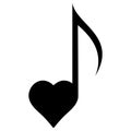 Musical note shape heart, tattoo sign love for music lovers