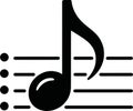 Musical note sign on staff lines with dots indicates length or time duration Royalty Free Stock Photo