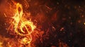 A musical note is surrounded by flames, creating a fiery and dramatic effect Royalty Free Stock Photo