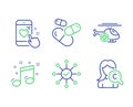 Musical note, Survey check and Heart rating icons set. Vector