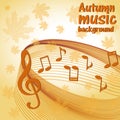 Musical notes on a background of autumn leaves