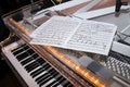 Musical notes on a beautiful piano