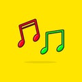 Musical notes cartoon style icon illustration Royalty Free Stock Photo