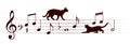 Musical notes with cats.