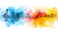 musical notes on colorful watercolor background, generated ai Royalty Free Stock Photo