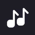 Musical notes dark mode glyph ui icon Royalty Free Stock Photo