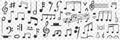 Musical notes drawings doodle set Royalty Free Stock Photo