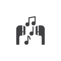 Musical notes and earphones vector icon