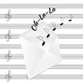 Musical notes are emitted from the envelope