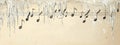 Musical notes frame with graphic icicles on beige background Royalty Free Stock Photo