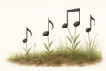 Musical notes that grow like plants. Space for text. Royalty Free Stock Photo