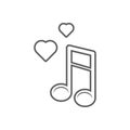 musical notes with heart icon. Element of Romance for mobile concept and web apps icon. Outline, thin line icon for website design Royalty Free Stock Photo