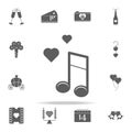 musical notes with heart icon. Romance icons universal set for web and mobile Royalty Free Stock Photo