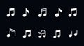 Musical Notes Icon Set on Black Background Royalty Free Stock Photo