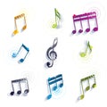 Musical notes icons set. Royalty Free Stock Photo