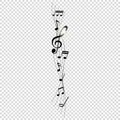 Musical notes melody on transparent background