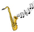 Musical notes with saxophone Royalty Free Stock Photo