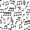 Musical Notes, Seamless Pattern Background Vector Illustration Royalty Free Stock Photo