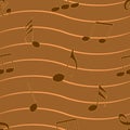 Musical notes with seamless pattern concept. Royalty Free Stock Photo