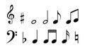 Musical notes, treble clef and bass clef for teaching musical literacy. Royalty Free Stock Photo