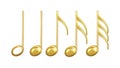 Musical Notes Signs In Golden Color Set Vector