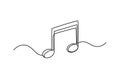 Musical Notes in Simple Minimal One Line Art Style Royalty Free Stock Photo