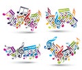 Musical notes staff set. Royalty Free Stock Photo