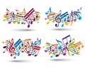 Musical notes staff set. Royalty Free Stock Photo
