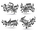 Musical notes staff set. Royalty Free Stock Photo