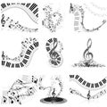 Musical notes staff set Royalty Free Stock Photo