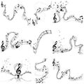 Musical notes staff set Royalty Free Stock Photo