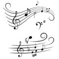 Musical notes on stave Royalty Free Stock Photo