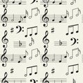 Musical notes and symbols pattern on a beige background Royalty Free Stock Photo