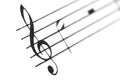 Musical notes and treble clef. Royalty Free Stock Photo