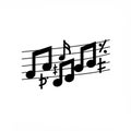 Musical notes with various symbols, including sharp and flat signs, are arranged on a Royalty Free Stock Photo