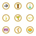 Musical orchestra icons set, cartoon style