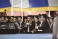 Musical orchestra playing for an evangelistic religious Christian tent meeting in the Philippines Royalty Free Stock Photo