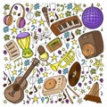 Musical pattern for posters, banners. Music festival, karaoke, disco, rock.