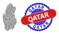 Musical Pattern for Qatar Map and Bicolor Distress Seal
