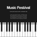 Musical piano festival, piano concert ,live classic or jazz music with piano keys vector illustration poster. Royalty Free Stock Photo