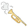 Musical pipe that makes a sound. Illustration of a wind musical instrument. Drawing for children.