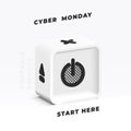 Musical portable speaker, white plastic, web banner