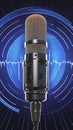 Musical recognition 3D silver microphone model with equalizer lines